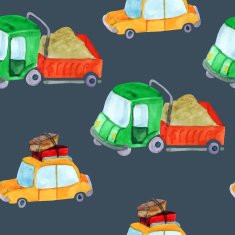 vector watercolor cartoon transport seamless pattern N2