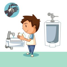 Child washing hands
