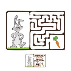 Vector Maze Labyrinth with Rabbit and Carrot N10
