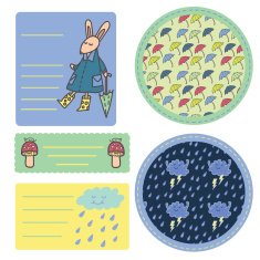Summer rain sticker set N2