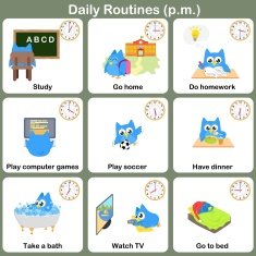 Daily Routines at p m sheet - Worksheet for education