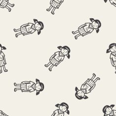 gril doodle seamless pattern background