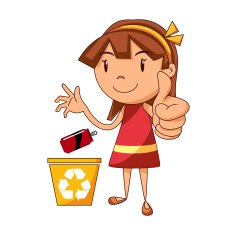 Girl recycling aluminum