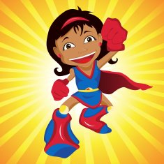 Super hero Girl Editable Vector Illustration