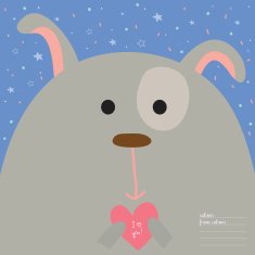 Greeting card with cartoon and funny character animals