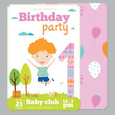 Birthday Party Invitation card template with cute anniversary numbers and