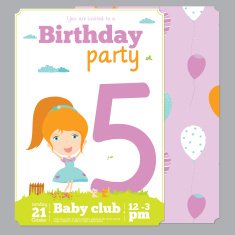 Birthday Party Invitation card template with cute anniversary numbers and N2
