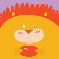 Greeting card with cartoon and funny character animals N3