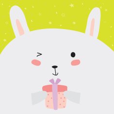 Greeting card with cartoon and funny character animals N4
