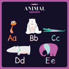 Cute vector zoo alphabet with cartoon and funny animals N3