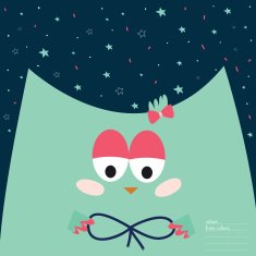 Greeting card with cartoon and funny character animals N6