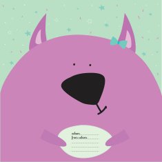 Greeting card with cartoon and funny character animals N8