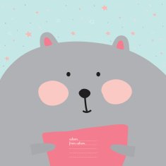 Greeting card with cartoon and funny character animals N9