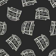 baby bed doodle seamless pattern background