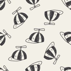 child hat doodle seamless pattern background