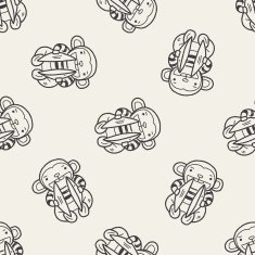 monkey toy doodle seamless pattern background