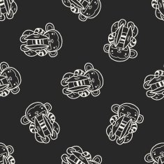 monkey toy doodle seamless pattern background N2