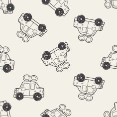 toy car doodle seamless pattern background