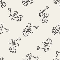 toy cart doodle seamless pattern background N2