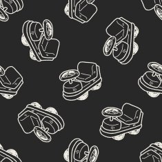 toy cart doodle seamless pattern background N3
