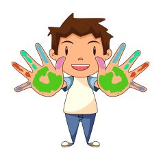 Child fingers painted hands