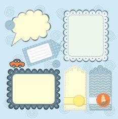 boy's frame and tags collection for scrapbook