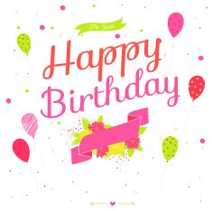 Cute romantic and lovely Happy Birthday card with flowers ball