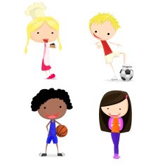 characters funny kids on a white background