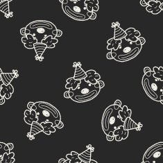 doodle clown seamless pattern background N2