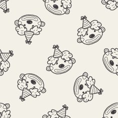 doodle clown seamless pattern background N3