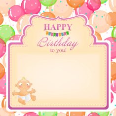 Children's congratulatory background with a birthday for girls N2