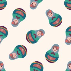 Matryoshka Russian traditional wooden doll fl seamless pattern