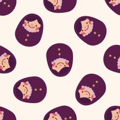 Matryoshka Russian traditional wooden doll fl seamless pattern N3
