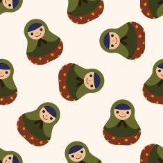 Matryoshka Russian traditional wooden doll fl seamless pattern N6