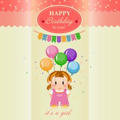 Greeting card for baby girl's birthday