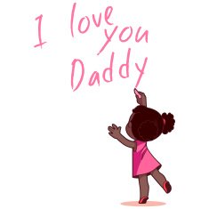 Girl writing on the wall "I love you Daddy"