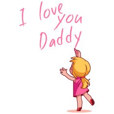 Girl writing on the wall "I love you Daddy" N2