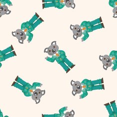 animal koala worker cartoon seamless pattern