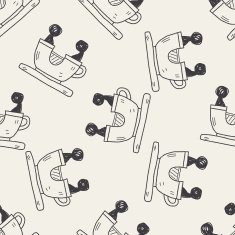 coffee cup play park doodle seamless pattern background