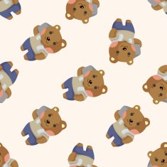 animal bear worker cartoon seamless pattern N2
