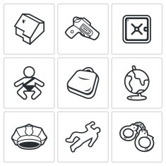 Child and weapons icons Vector Illustration