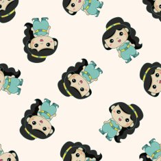 fairytale princess cartoon seamless pattern background N6