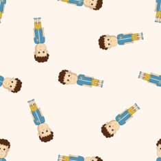 family boy character cartoon seamless pattern background