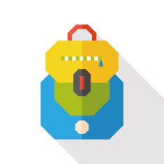 school bag flat icon with long shadow