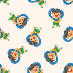 little kid with heart cartoon seamless pattern background N6