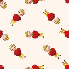 little kid with heart cartoon seamless pattern background N17