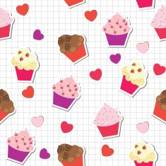 seamless pattern with cute cupcakes vector illustration
