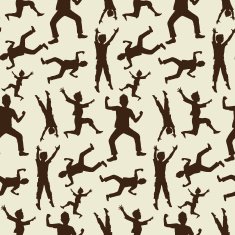 Happy boy silhouettes in seamless pattern