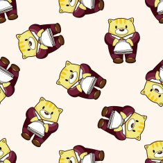 animal worker cartoon seamless pattern background N6