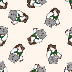 animal worker cartoon seamless pattern background N8